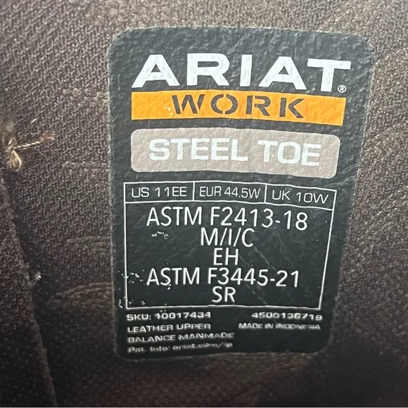 ARIAT Steel Toe Work Boots Mens 11EE Brown Leather Western Cowboy Safety 12”