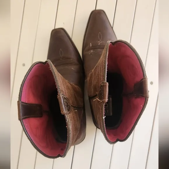 Ariat Youth Girls Brown Leather Pointed Toe Western Cowboy Boots Size: 4