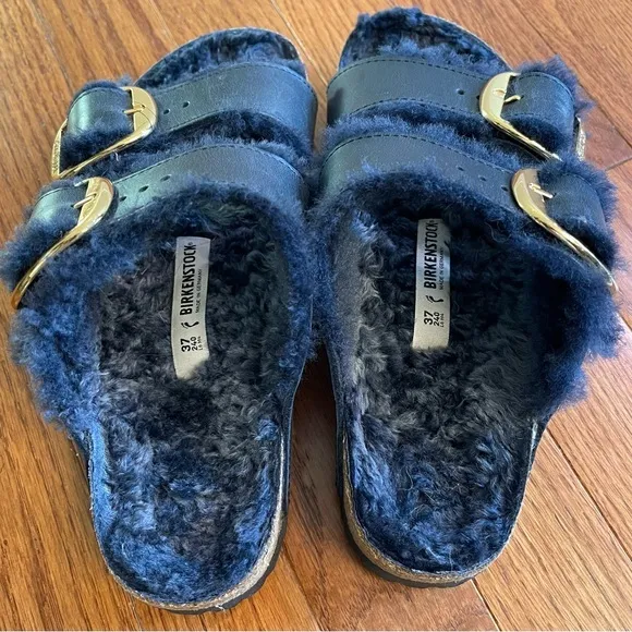 Arizona Big Buckle Shearling Oiled Leather - Midnight‎ Blue size37