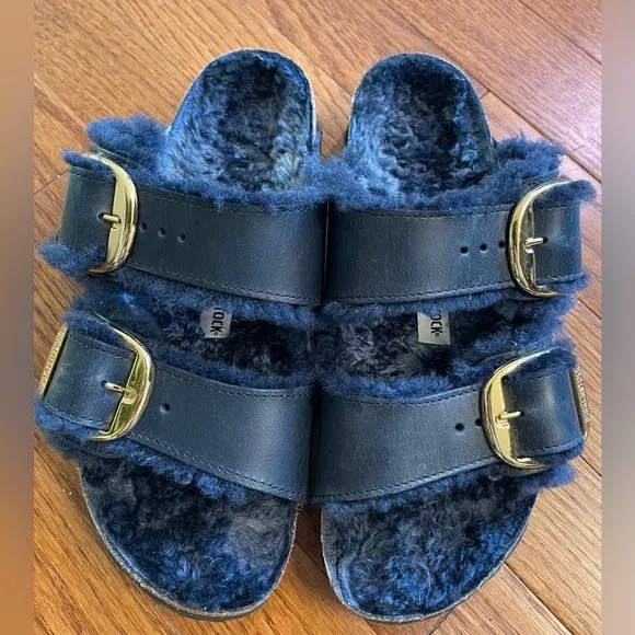 Arizona Big Buckle Shearling Oiled Leather - Midnight‎ Blue size37