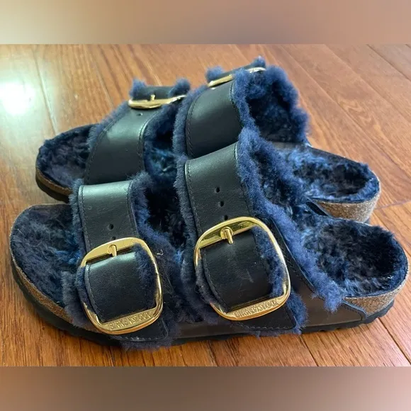 Arizona Big Buckle Shearling Oiled Leather - Midnight‎ Blue size37