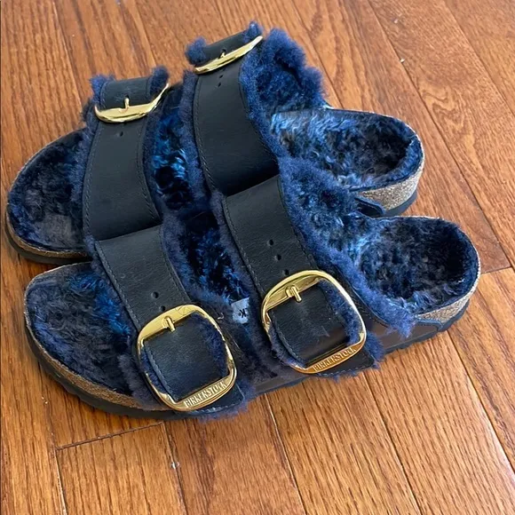 Arizona Big Buckle Shearling Oiled Leather - Midnight‎ Blue size37