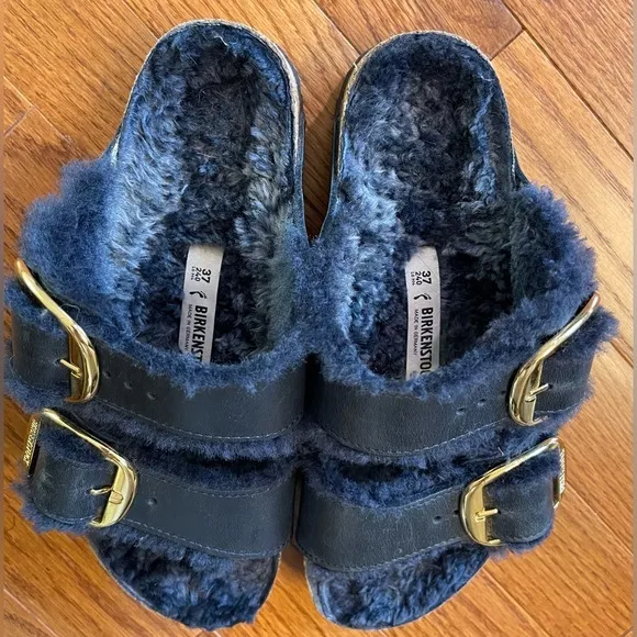 Arizona Big Buckle Shearling Oiled Leather - Midnight‎ Blue size37
