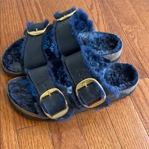 Arizona Big Buckle Shearling Oiled Leather - Midnight‎ Blue size37