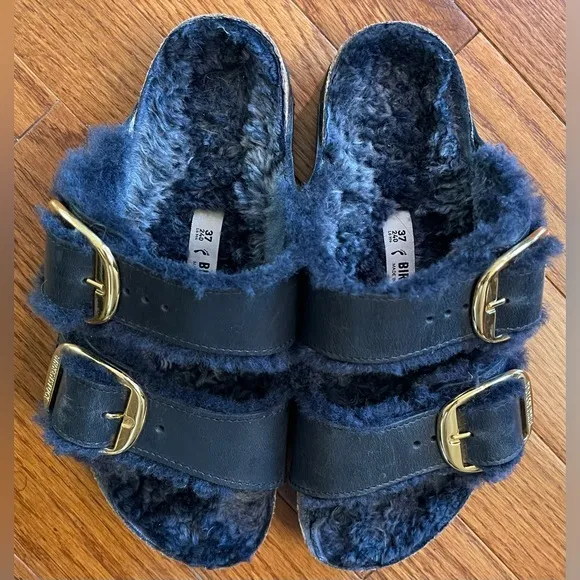 Arizona Big Buckle Shearling Oiled Leather - Midnight‎ Blue size37