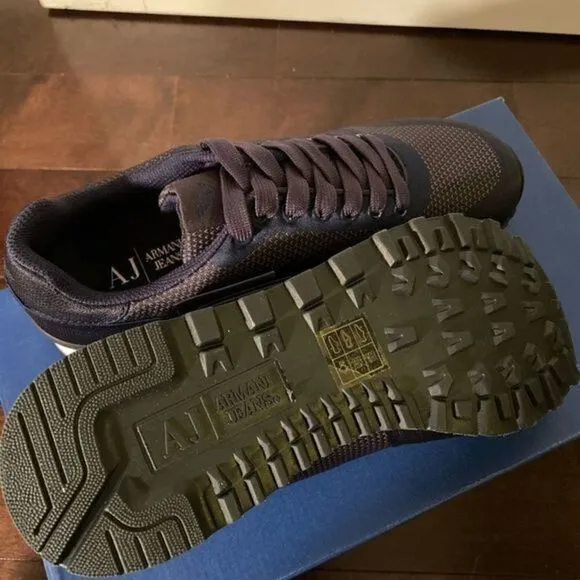 Armani Jeans Blue Graphite Sneakers Mens Size 9.5 NIB $295