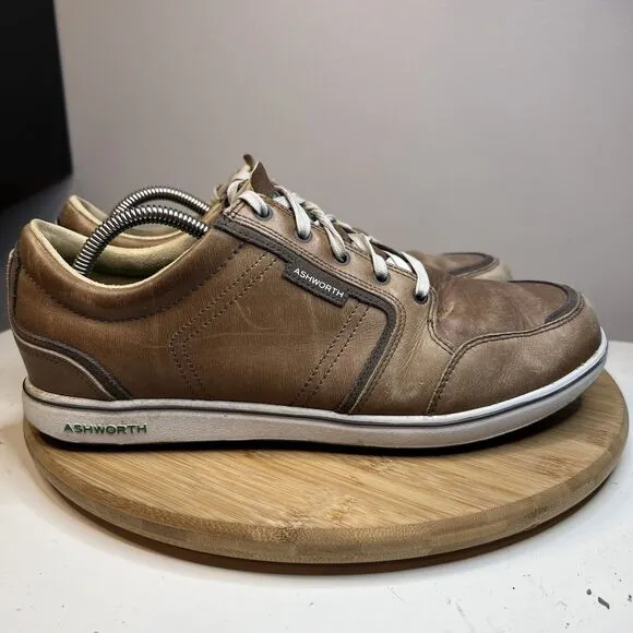 Ashworth Cardiff Mens Size 10 Spikeless Golf Shoes Brown Leather Comfort G54281