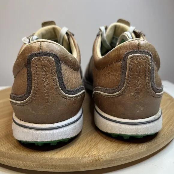 Ashworth Cardiff Mens Size 10 Spikeless Golf Shoes Brown Leather Comfort G54281
