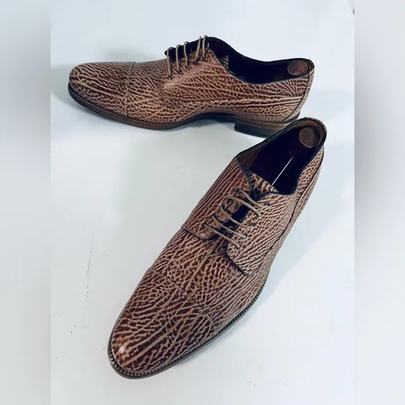 a.Testoni Men's Brown Leather Dress Shoes