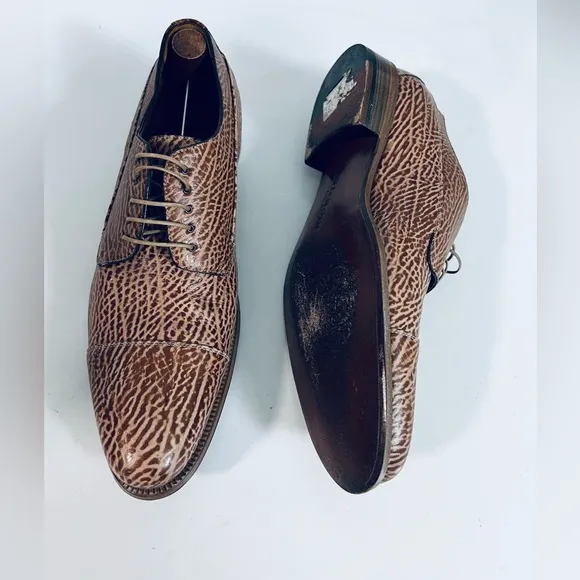 a.Testoni Men's Brown Leather Dress Shoes