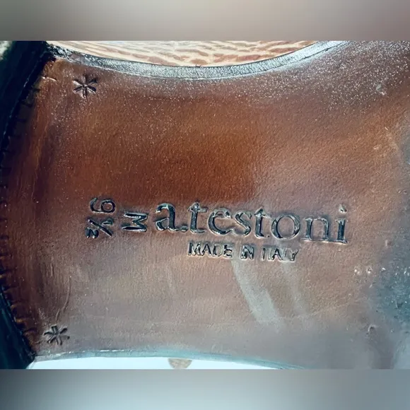 a.Testoni Men's Brown Leather Dress Shoes