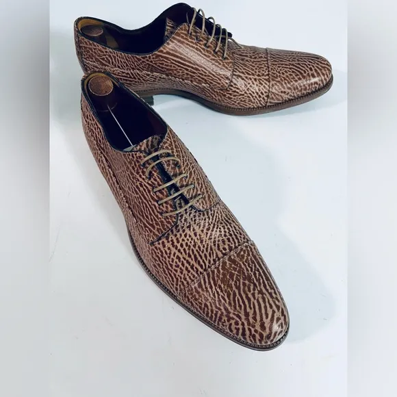 a.Testoni Men's Brown Leather Dress Shoes