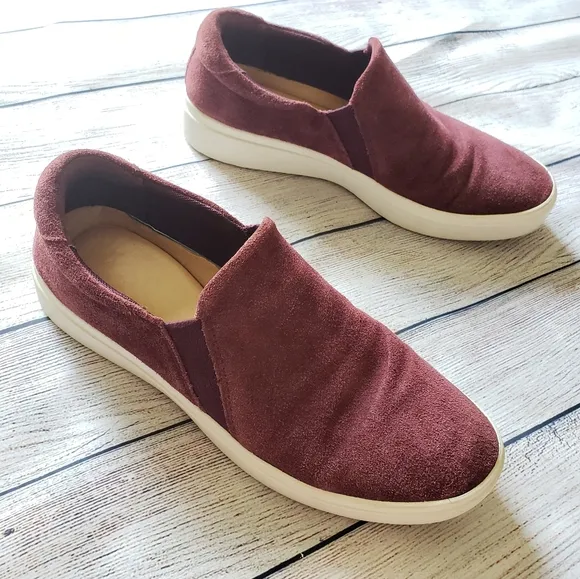 Athleta Leta Suede Slip On Sneakers by Dr. Scholl’s in Cassis Burgundy S…
