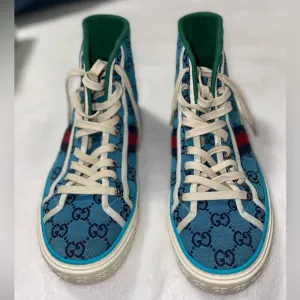 Authentic 1977 Gucci High-Top Sneakers in Turquoise and Navy Men’s Size 42 (8)