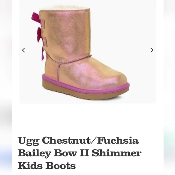 AWESOME UGGS BAILEY BOW CHESTNUT/ FUSCHIA SHIMMER BOOTS