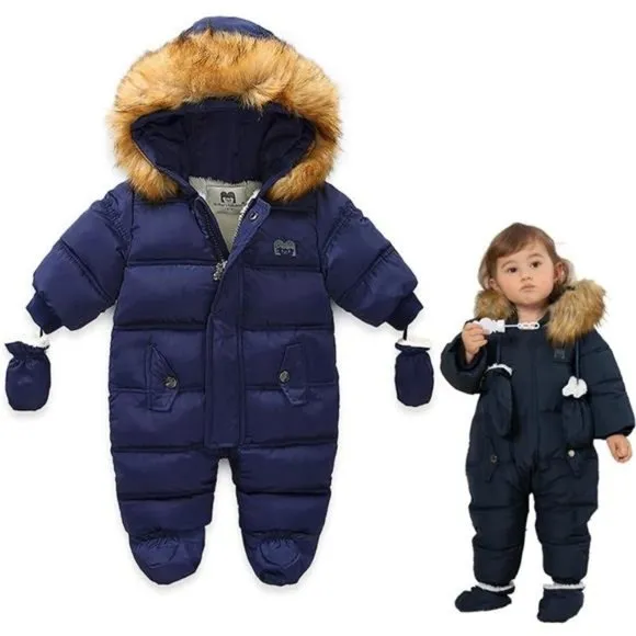 Baby Winter Snowsuit Coat Romper Outwear Hooded Footie Toddler,