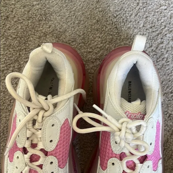 Balenciaga White and Pink Chunky Sneakers