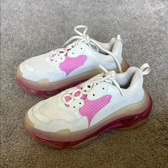 Balenciaga White and Pink Chunky Sneakers