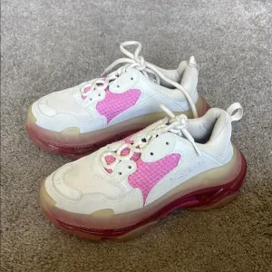Balenciaga White and Pink Chunky Sneakers