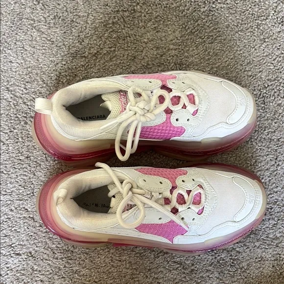 Balenciaga White and Pink Chunky Sneakers