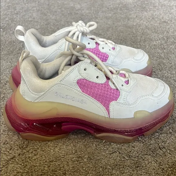 Balenciaga White and Pink Chunky Sneakers