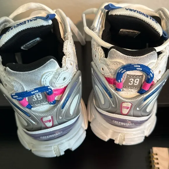 Balenciaga White and Pink Runner Sneakers Chunky Design