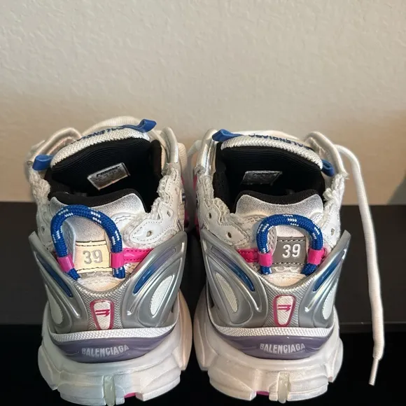 Balenciaga White and Pink Runner Sneakers Chunky Design
