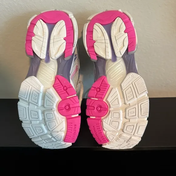 Balenciaga White and Pink Runner Sneakers Chunky Design