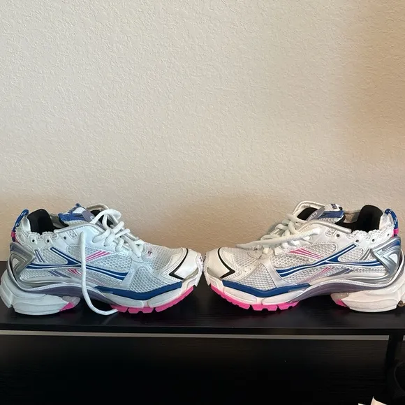 Balenciaga White and Pink Runner Sneakers Chunky Design