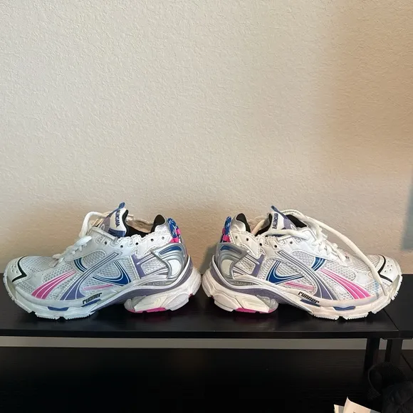 Balenciaga White and Pink Runner Sneakers Chunky Design