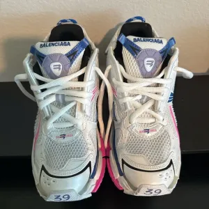 Balenciaga White and Pink Runner Sneakers Chunky Design