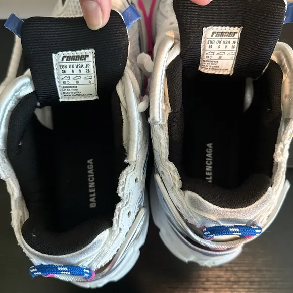 Balenciaga White and Pink Runner Sneakers Chunky Design