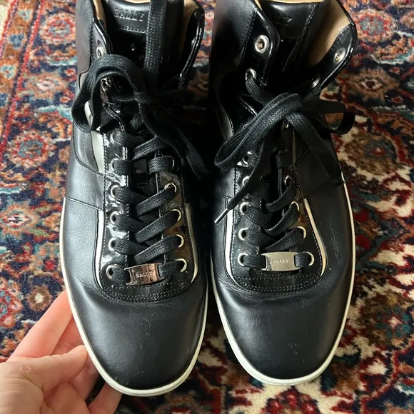 Bally Eroy Black Silver High Tops Sneakers size 10