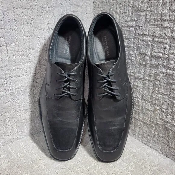 Banana Republic Advanced Comfort Men's Size 10.5 US Black Leather Oxford Shoes