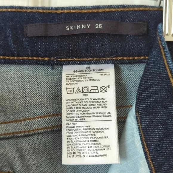Banana Republic Classic Dark Wash Mid Rise Ankle Length Denim Skinny Jeans 26