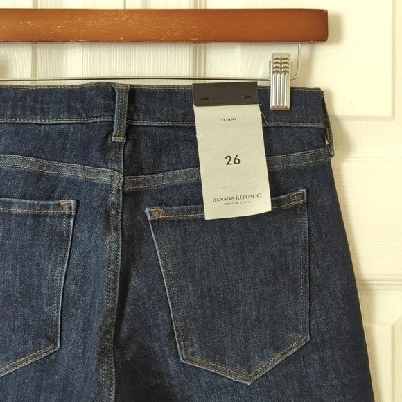 Banana Republic Classic Dark Wash Mid Rise Ankle Length Denim Skinny Jeans 26