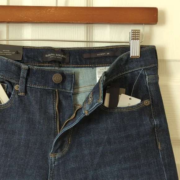 Banana Republic Classic Dark Wash Mid Rise Ankle Length Denim Skinny Jeans 26