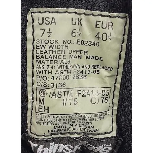 Bates Men's F2413-05 Black Size 7.5 Thinsulate Combat Steel Toe Boots NWTS AS/IS
