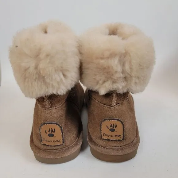 BEARPAW ABBY HICKORY Women mini boots short fleece Sherpa buckle slip on shoes