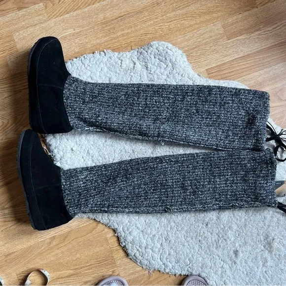 BearPaw: NWOB Women's Black II Suede Knit Cosima Pull-On NEVERWET Boots Size 12