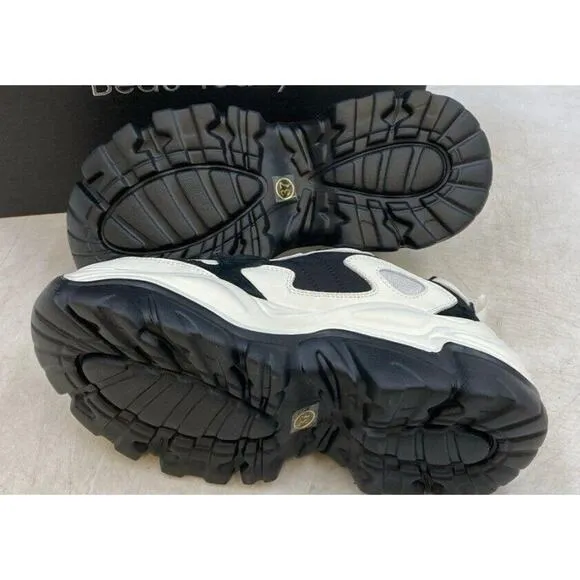 Beau Today Black Cow Suede White Leather Chunky Athletic Sneakers Wom S 6.5M NWB