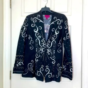 Beautiful Embroidered Black Jeans Blazer Size 10