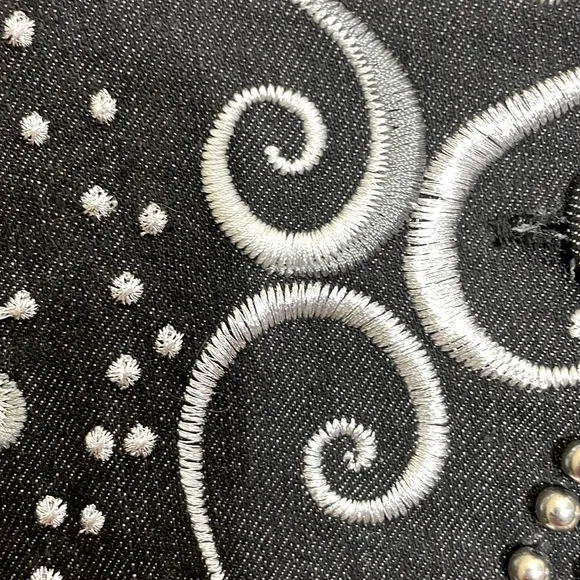 Beautiful Embroidered Black Jeans Blazer Size 10