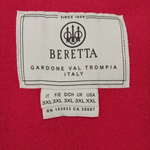 Beretta Jacket Mens XL Red Fleece Polartec Active Track Full Zip Pockets Hunter