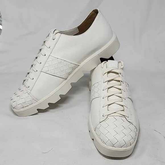 🔥BERNARDO🔥STYLE DAKOTA SLEEK WOVEN WHITE LEATHER WOMAN'S 10.0 MADE BRAZIL NWOB