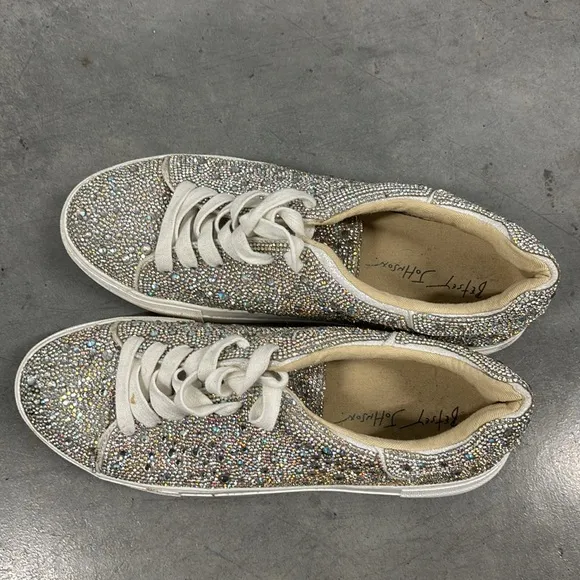 Betsey Johnson Chunky Bling Sparkling Women's Sneakers Fashion Sz 9 Rhinestone