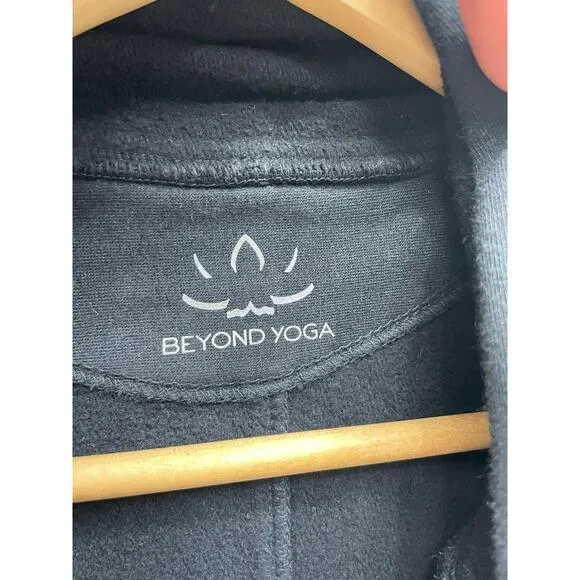 Beyond Yoga Black Organic Cotton Fleece  Jacket Scarf Studio Gear Women Large US