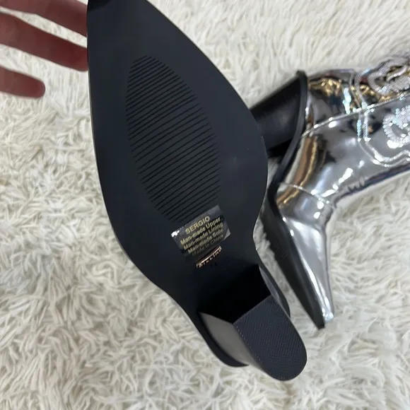 Billini Sergio Silver Chrome Pointed-Toe Western Boots