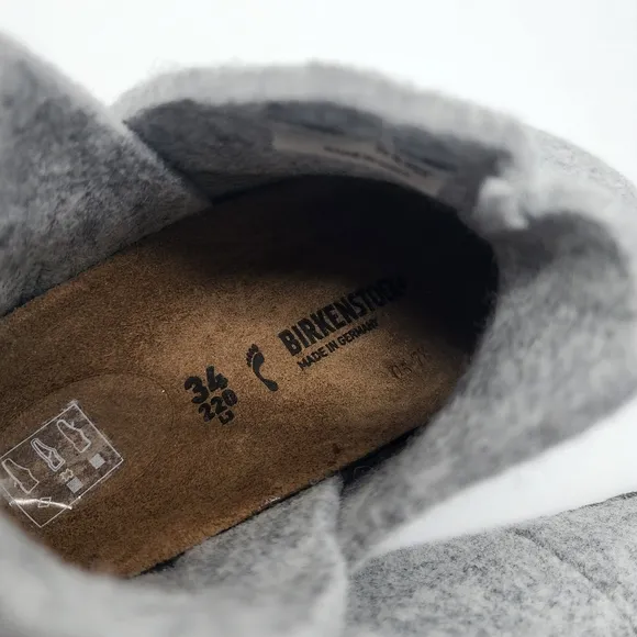 BIRKENSTOCK Andermatt Shearling Light Grey Wool Felt Shoes Slippers Youth Size 3