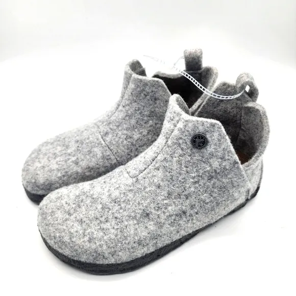 BIRKENSTOCK Andermatt Shearling Light Grey Wool Felt Shoes Slippers Youth Size 3